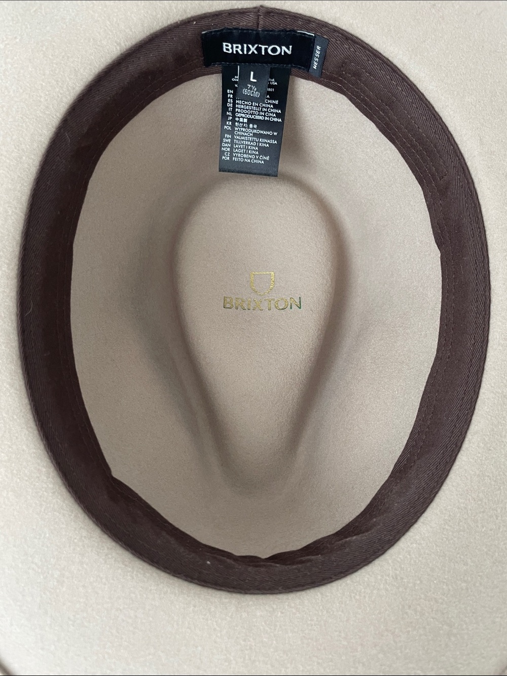 Brixton Cream Felt Fedora Hat with Leather Band • Large 7.5 - Picture 8 of 14